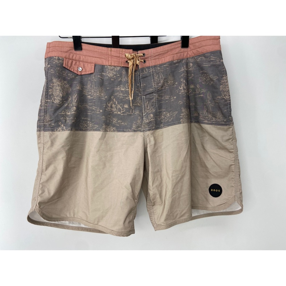 Howler Bros Boardshorts Mens 38 Tan Grey Sayulita Desert Surf Swim Short Beach